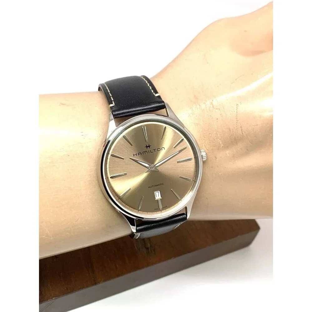 Hamilton Men's Watch H38525721 Swiss Automatic Beige Dial Leather Band 40mm